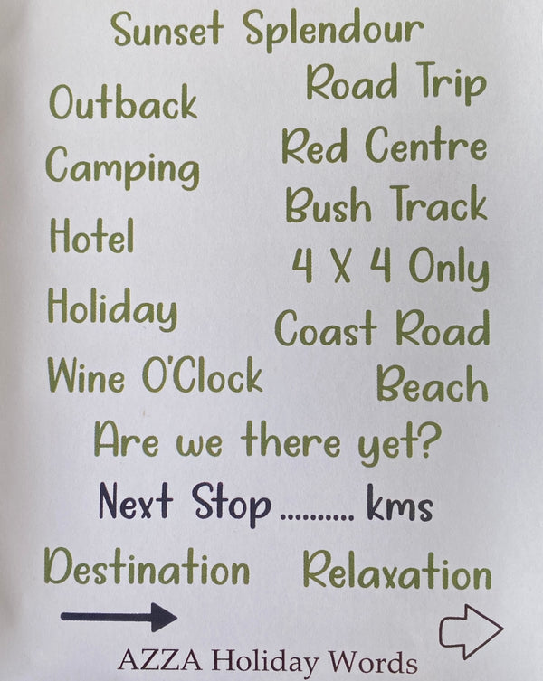 Medium Word Stamp Set:  HOLIDAY WORDS - OUTBACK TRAVEL