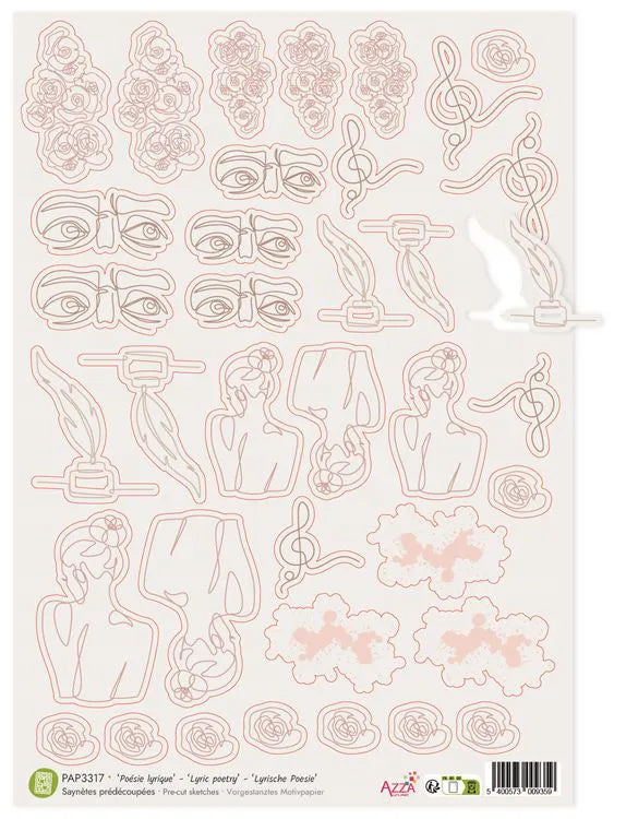 A4 PRE-CUT VELLUM Sketch Sheet: LYRICAL POETRY