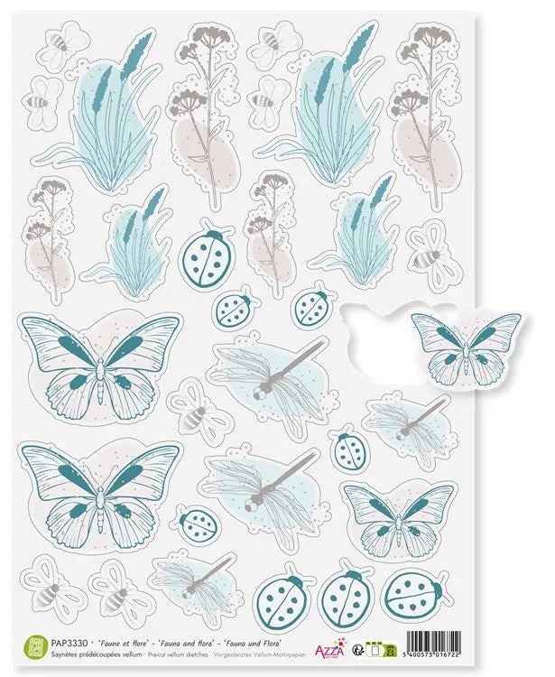 A4 PRE-CUT VELLUM Sketch Sheet: FLORA AND FAUNA