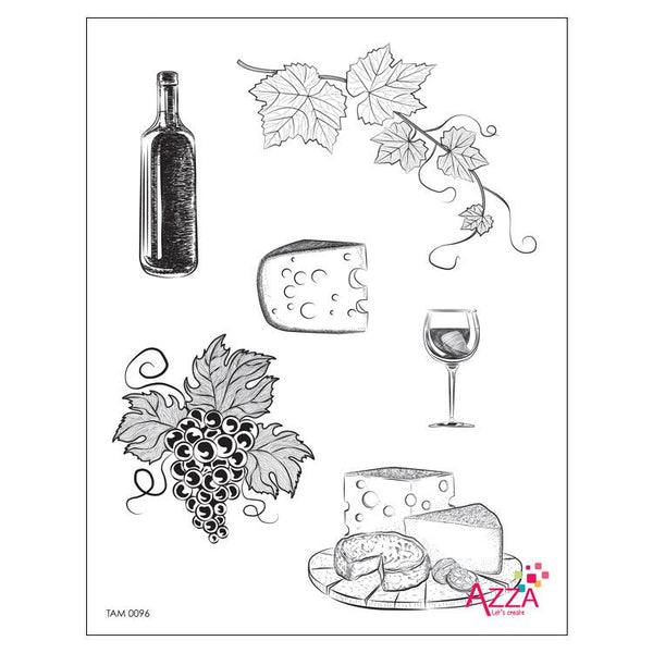 Stamp Set - Large:   WINE AND CHEESE