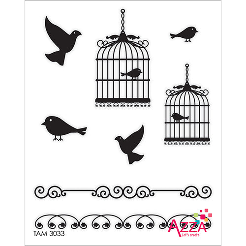 Stamp Set - Ruby:  PRETTY BIRDS AND CAGES